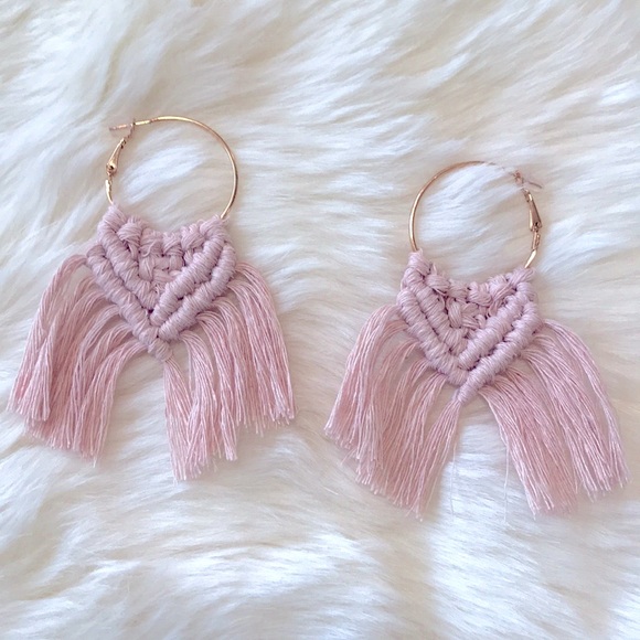 🆕Super Cute Trendy Woven Macrame Fancy Hoop Earrings Lightweight In Many Colors - Picture 2 of 16
